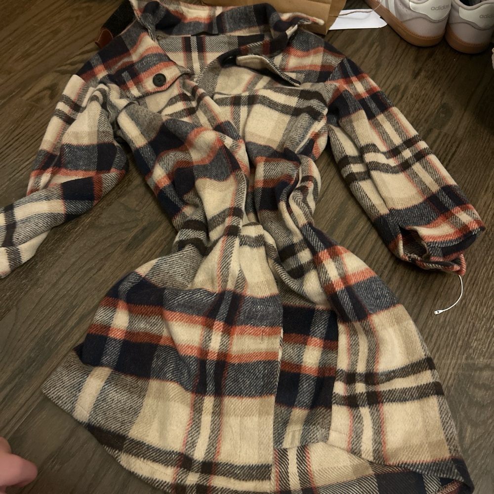 Amazon Plaid Trench Coat - Cream, Black, Red